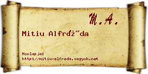 Mitiu Alfréda névjegykártya